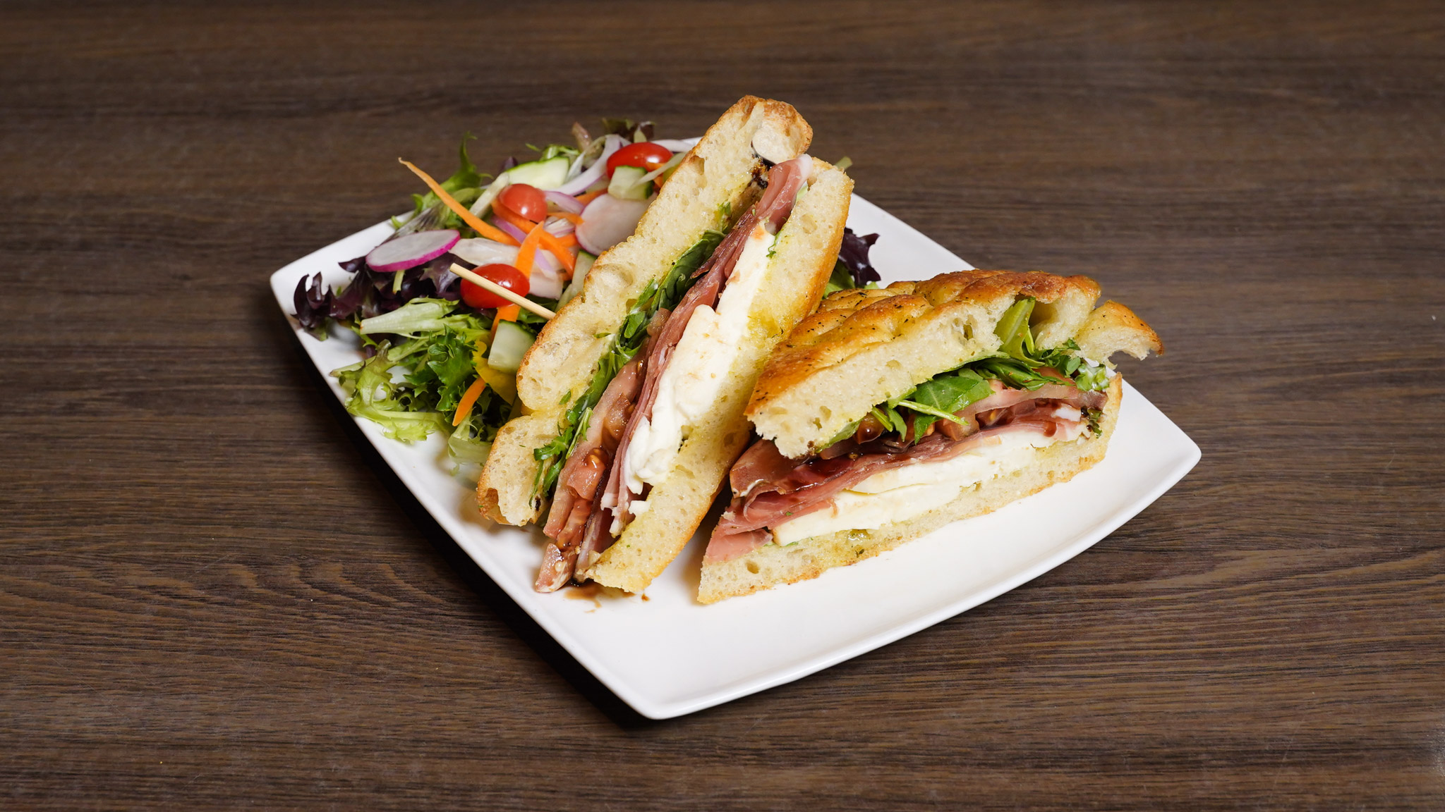 Caprese Sandwich at Pump House Grille Co. — fresh tomato, basil and mozzarella on ciabatta, Port Credit
